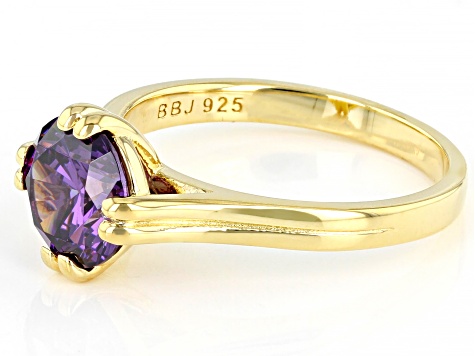 Purple Cubic Zirconia 18 Yellow Gold Over Sterling Silver Ring