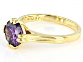 Purple Cubic Zirconia 18 Yellow Gold Over Sterling Silver Ring 3.62ctw