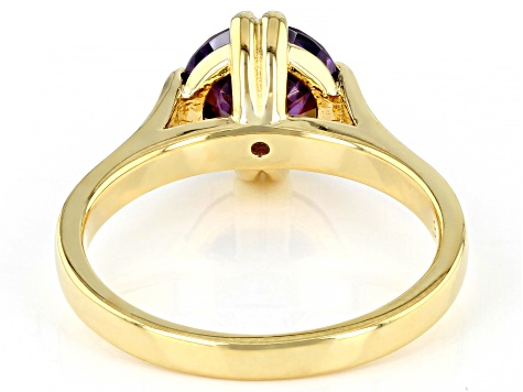 Purple Cubic Zirconia 18 Yellow Gold Over Sterling Silver Ring 3.62ctw