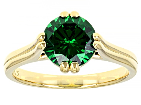 Green Cubic Zirconia 18K Yellow Gold Over Sterling Silver Ring 3.32ctw