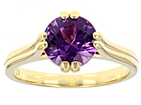 Lab Created Color Change Sapphire 18K Yellow Gold Over Sterling Silver Ring 2.27ctw