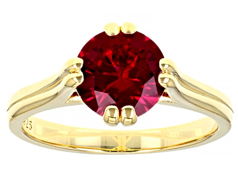 Lab Created Ruby 18K Yellow Gold Over Sterling Silver Ring 2.30ctw