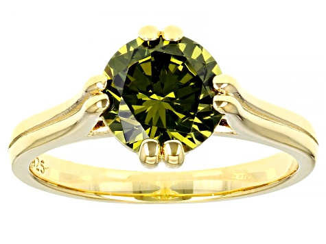 Green Cubic Zirconia 18K Yellow Gold Over Sterling Silver Ring 3.54ctw