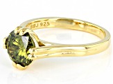 Green Cubic Zirconia 18K Yellow Gold Over Sterling Silver Ring 3.54ctw