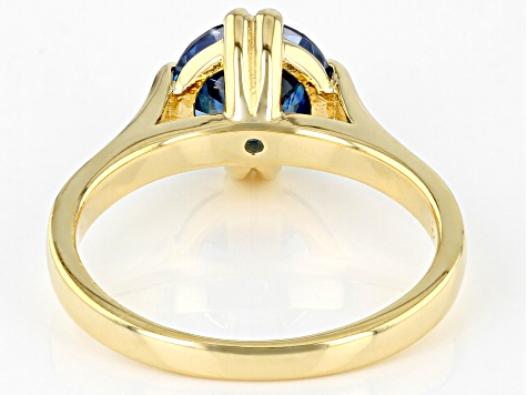Blue Cubic Zirconia 18K Yellow Gold Over Sterling Silver Ring 3.17ctw