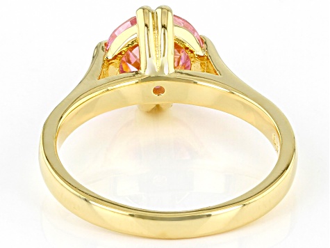 Pink Cubic Zirconia 18K Yellow Gold Over Sterling Silver Ring 3.47ctw