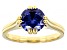 Blue Cubic Zirconia 18K Yellow Gold Over Sterling Silver Ring 3.50ctw
