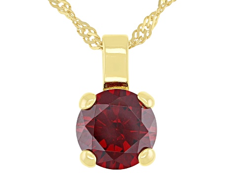 Red Cubic Zirconia 18K Yellow Gold Over Sterling Silver Pendant With Chain 3.31ctw