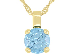 Blue Cubic Zirconia 18K Yellow Gold Over Sterling Silver Pendant With Chain 3.18ctw