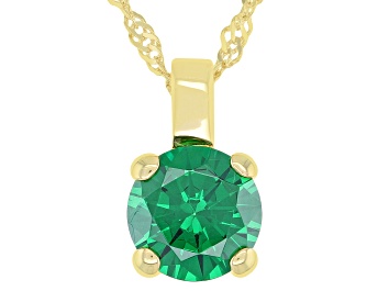 Picture of Green Cubic Zirconia 18K Yellow Gold Over Sterling Silver Pendant With Chain 3.32ctw