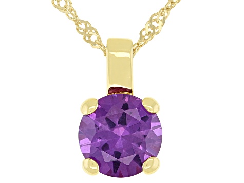 Lab Created Color Change Sapphire 18K Yellow Gold Over Sterling Silver Pendant With Chain 2.27ctw