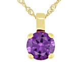 Lab Created Color Change Sapphire 18K Yellow Gold Over Sterling Silver Pendant With Chain 2.27ctw