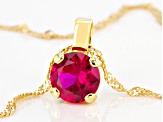 Lab Created Ruby 18K Yellow Gold Over Sterling Silver Pendant With Chain 2.27ctw
