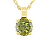 Green Cubic Zirconia 18K Yellow Gold Over Sterling Silver Pendant With Chain 3.54ctw