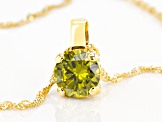 Green Cubic Zirconia 18K Yellow Gold Over Sterling Silver Pendant With Chain 3.54ctw