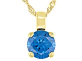 Blue Cubic Zirconia 18K Yellow Gold Over Sterling Silver Pendant With Chain 3.17ctw