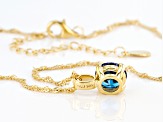 Blue Cubic Zirconia 18K Yellow Gold Over Sterling Silver Pendant With Chain 3.17ctw