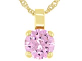 Pink Cubic Zirconia 18K Yellow Gold Over Sterling Silver Pendant With Chain 3.47ctw