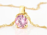 Pink Cubic Zirconia 18K Yellow Gold Over Sterling Silver Pendant With Chain 3.47ctw