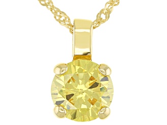 Yellow Cubic Zirconia 18K Yellow Gold Over Sterling Silver Pendant With Chain 3.40ctw