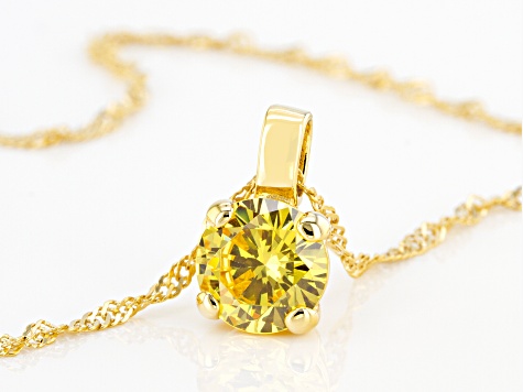 Yellow Cubic Zirconia 18K Yellow Gold Over Sterling Silver Pendant With Chain 3.40ctw