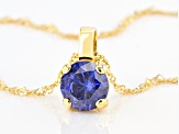 Blue Cubic Zirconia 18K Yellow Gold Over Sterling Silver Pendant With Chain 3.50ctw