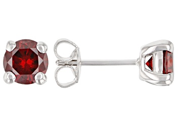 Picture of Red Cubic Zirconia Rhodium Over Sterling Silver Earrings 2.90ctw