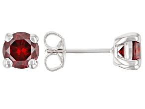 Red Cubic Zirconia Rhodium Over Sterling Silver Earrings 2.90ctw