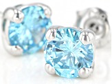 Blue Cubic Zirconia Rhodium Over Sterling Silver Earrings 2.75ctw