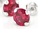 Lab Created Ruby Rhodium Over Sterling Silver Earrings 1.97ctw