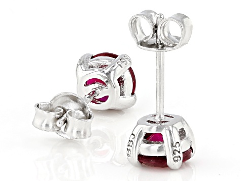 Lab Created Ruby Rhodium Over Sterling Silver Earrings 1.97ctw