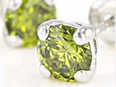 Green Cubic Zirconia Rhodium Over Sterling Silver Earrings 2.89ctw