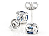 Blue Cubic Zirconia Rhodium Over Sterling Silver Earrings 3.00ctw