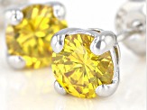 Yellow Cubic Zirconia Rhodium Over Sterling Silver Earrings 3.18ctw