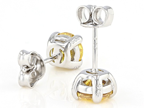 Yellow Cubic Zirconia Rhodium Over Sterling Silver Earrings 3.18ctw