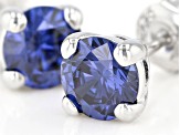 Blue Cubic Zirconia Rhodium Over Sterling Silver Earrings 2.82ctw