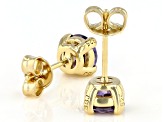 Purple Cubic Zirconia 18K Yellow Gold Over Sterling Silver Earrings 3.18ctw