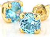Blue Cubic Zirconia 18K Yellow Gold Over Sterling Silver Earrings 2.75ctw