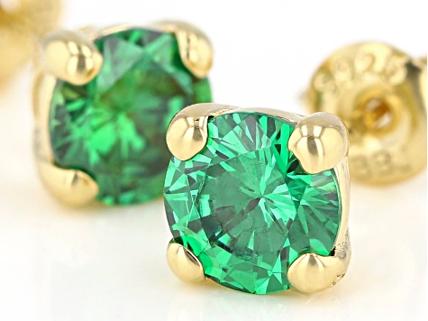 Green Cubic Zirconia 18K Yellow Gold Over Sterling Silver Earrings 2.70ctw