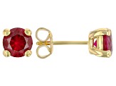 Lab Created Ruby 18K yellow Gold Over Sterling Silver Earrings 1.97ctw