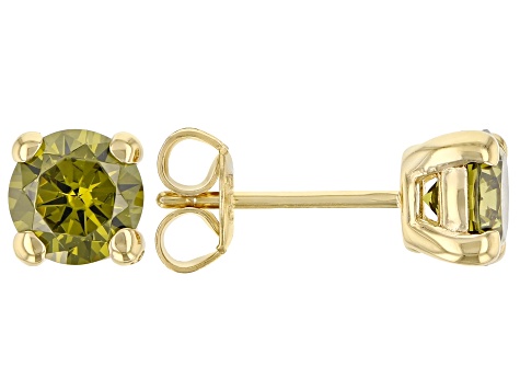 Green Cubic Zirconia 18K Yellow Gold Over Sterling Silver Earrings 2.89ctw