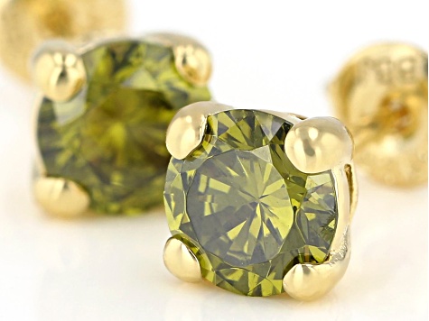Green Cubic Zirconia 18K Yellow Gold Over Sterling Silver Earrings 2.89ctw