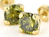 Green Cubic Zirconia 18K Yellow Gold Over Sterling Silver Earrings 2.89ctw