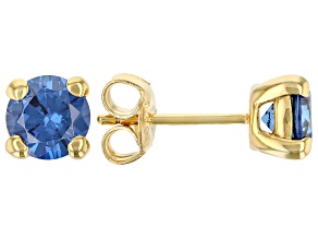 Blue Cubic Zirconia 18K Yellow Gold Over Sterling Silver Earrings 3.00ctw