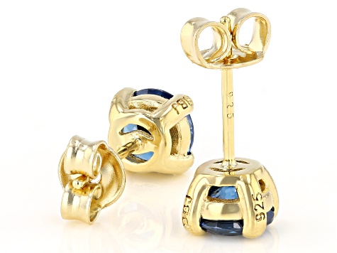 Blue Cubic Zirconia 18K Yellow Gold Over Sterling Silver Earrings 3.00ctw
