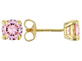 Pink Cubic Zirconia 18K Yellow Gold Over Sterling Silver Earrings 2.85ctw