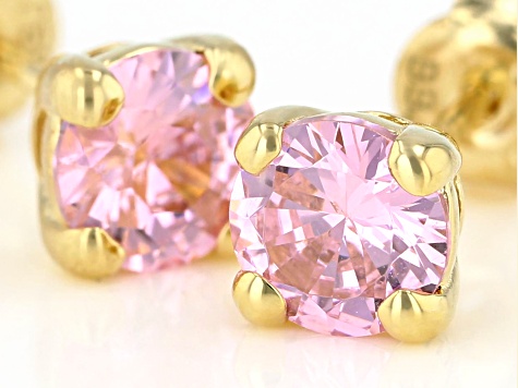 Pink Cubic Zirconia 18K Yellow Gold Over Sterling Silver Earrings 2.85ctw