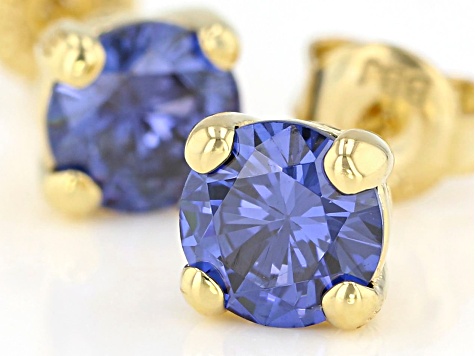 Blue Cubic Zirconia 18K Yellow Gold Over Sterling Silver Earrings 2.82ctw