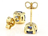 Blue Cubic Zirconia 18K Yellow Gold Over Sterling Silver Earrings 2.82ctw