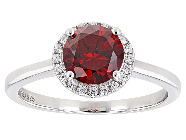 Red And White Cubic Zirconia Rhodium Over Sterling Silver Ring 2.25ctw